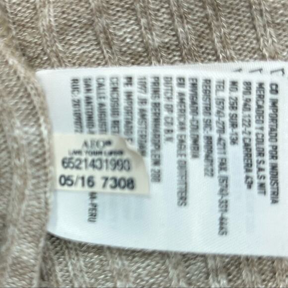 American Eagle Ribbed Oversized Tan Boxy Pocket T-Shirt Size Small - Picture 11 of 13